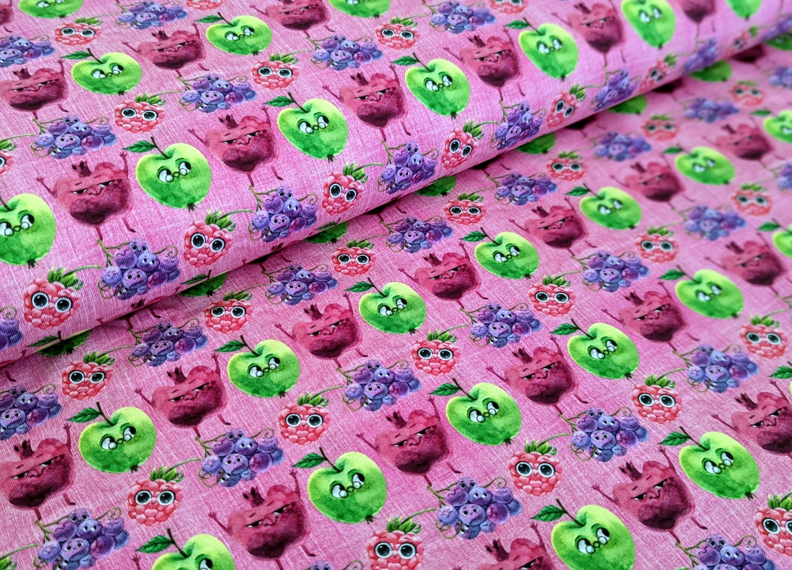 Cotton Jersey Cheeky Fruits on Light Pink