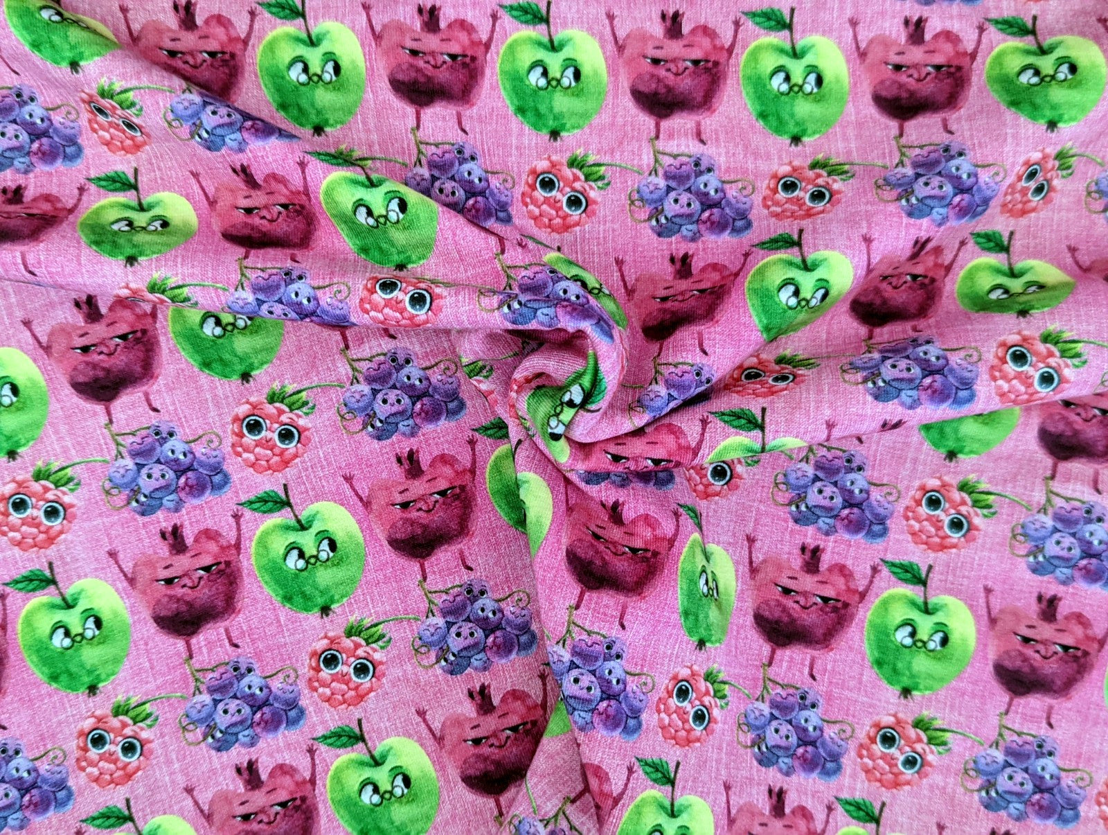 Cotton Jersey Cheeky Fruits on Light Pink