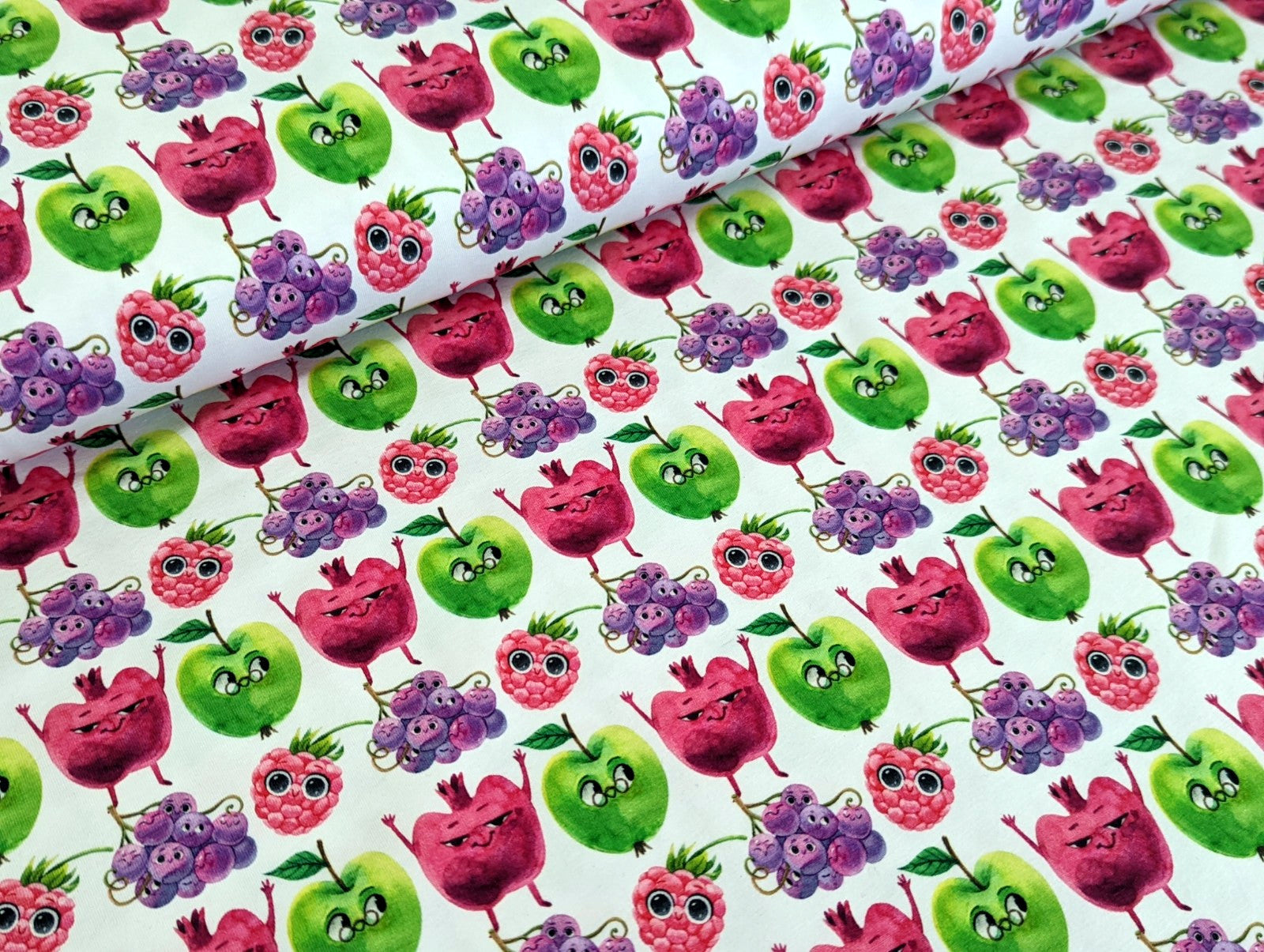 Cotton Jersey Cheeky Fruits on White