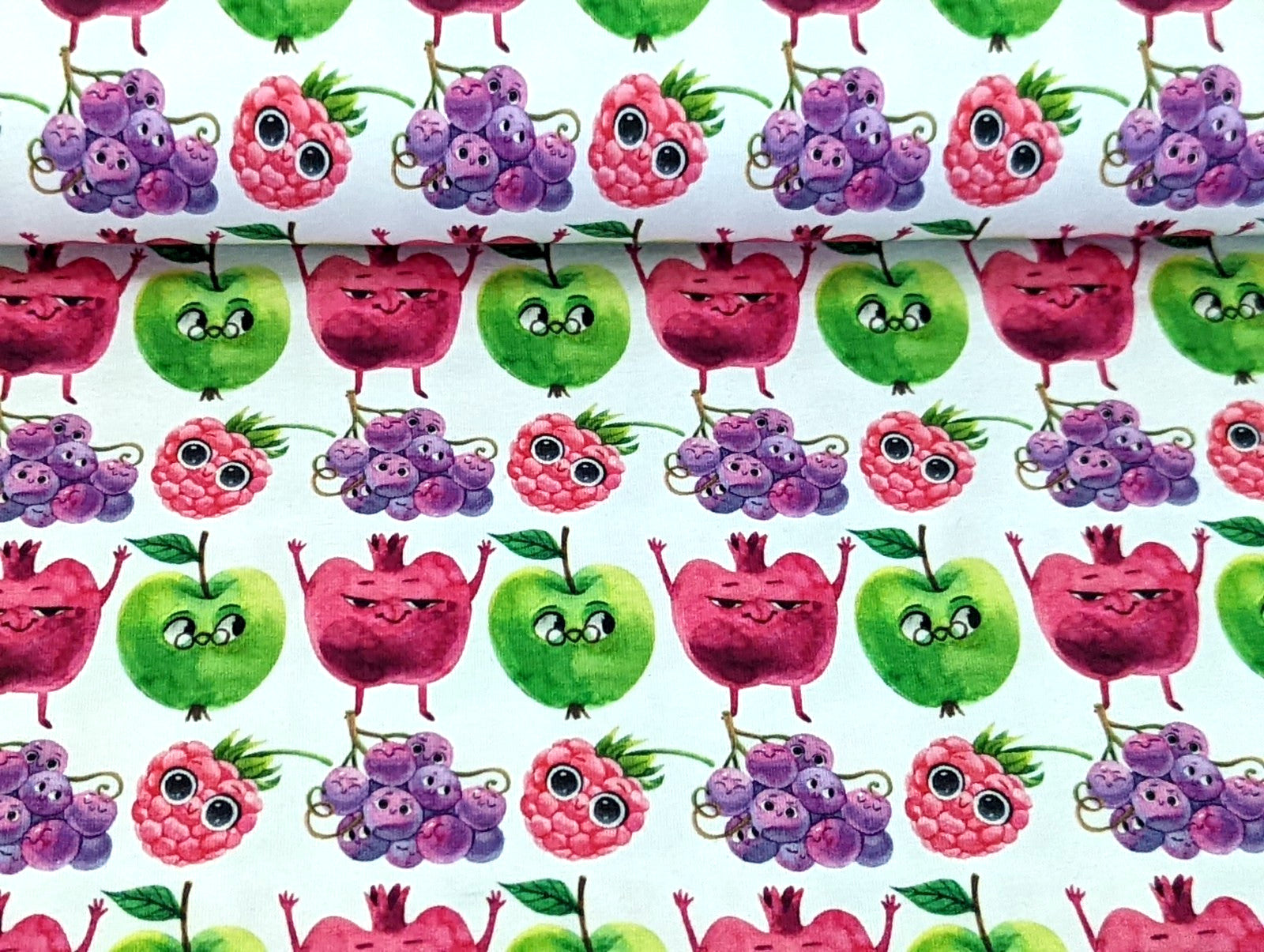 Cotton Jersey Cheeky Fruits on White