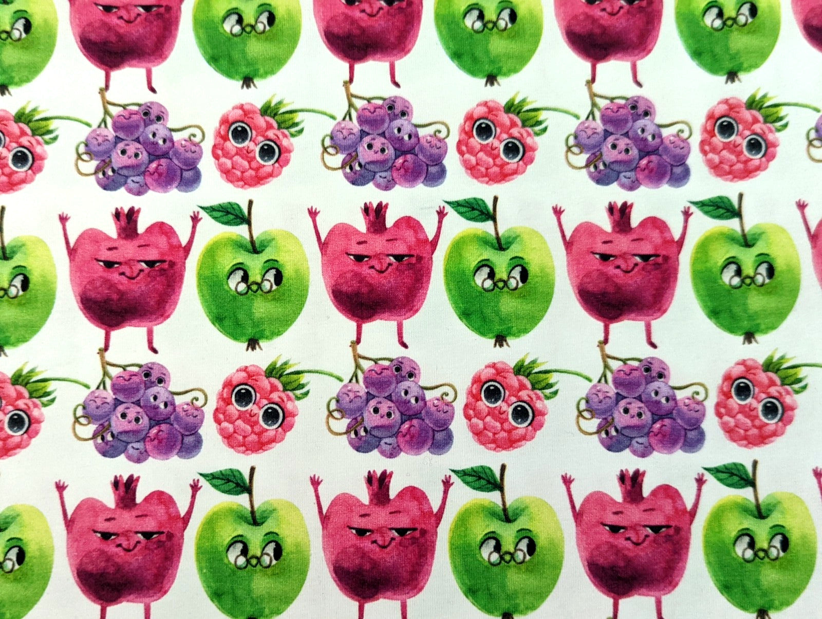 Cotton Jersey Cheeky Fruits on White