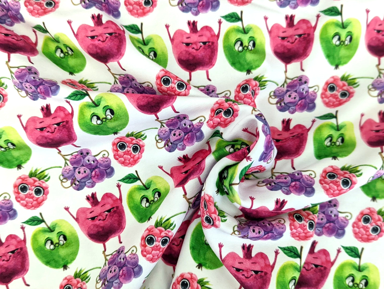 Cotton Jersey Cheeky Fruits on White