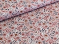 Cotton jersey floral pattern with branches on powder pink