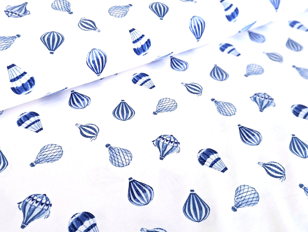 Cotton Jersey Hot Air Balloon on White