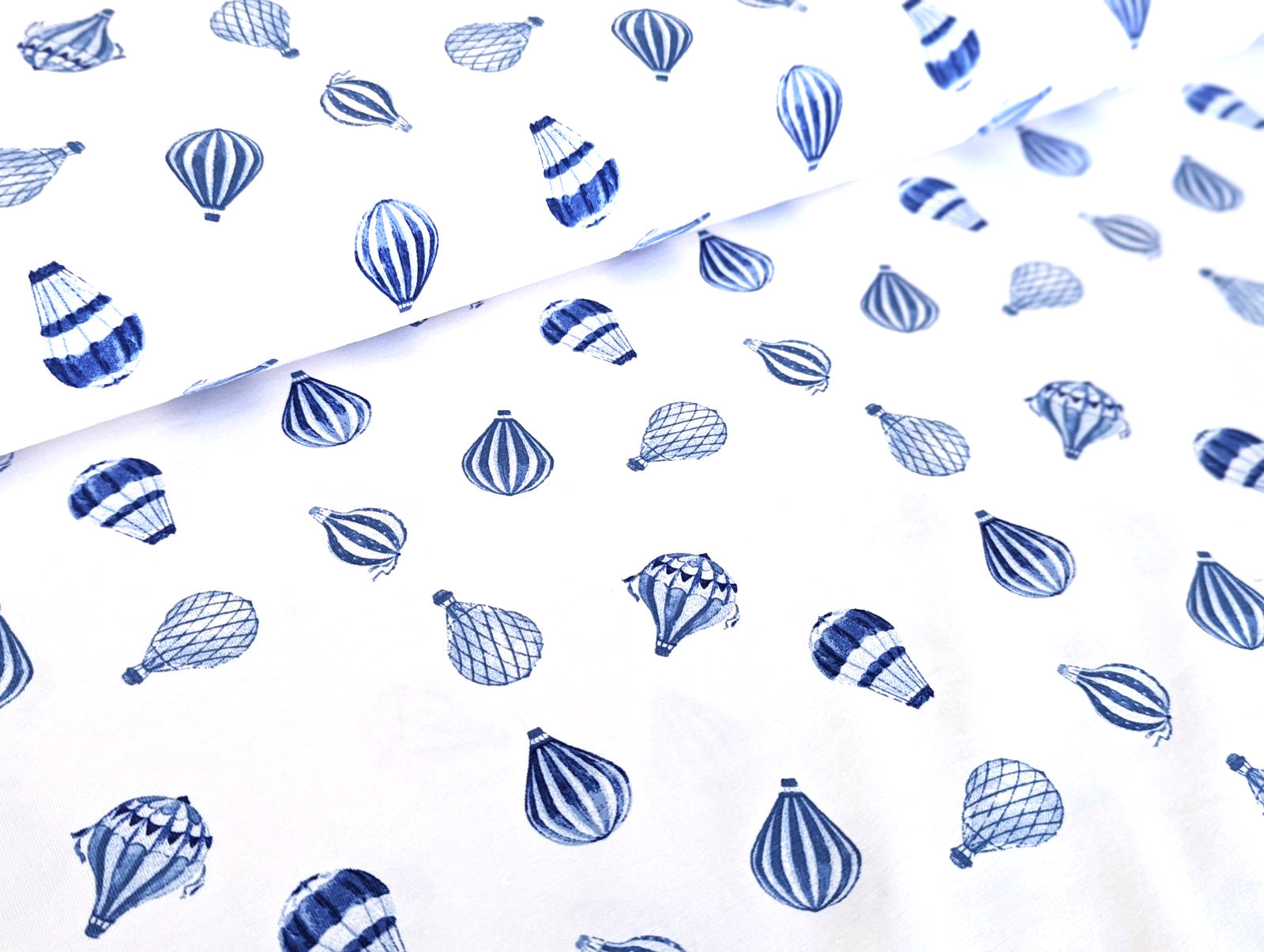 Cotton Jersey Hot Air Balloon on White