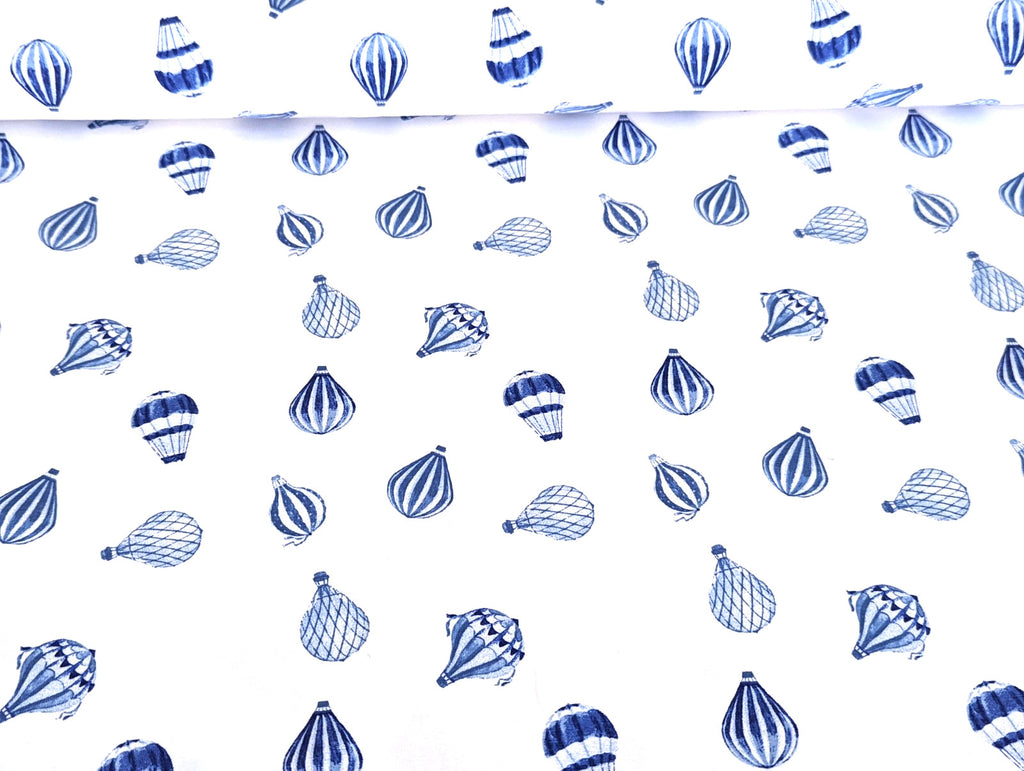 Cotton Jersey Hot Air Balloon on White