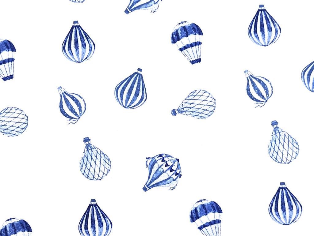 Cotton Jersey Hot Air Balloon on White