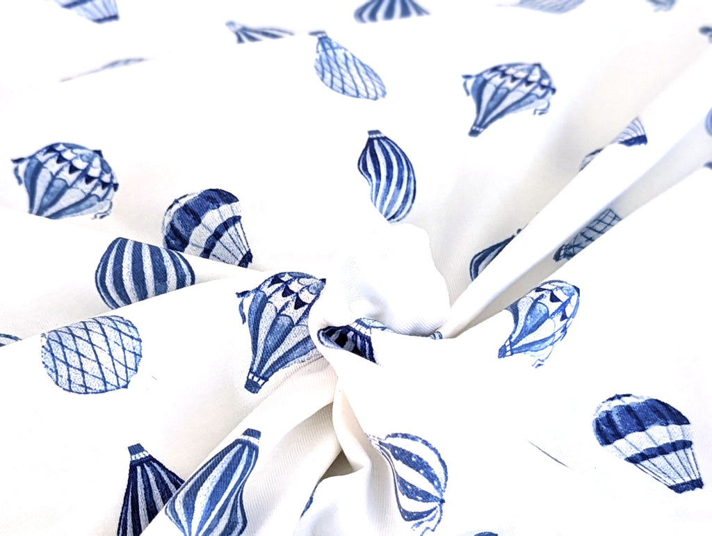 Cotton Jersey Hot Air Balloon on White