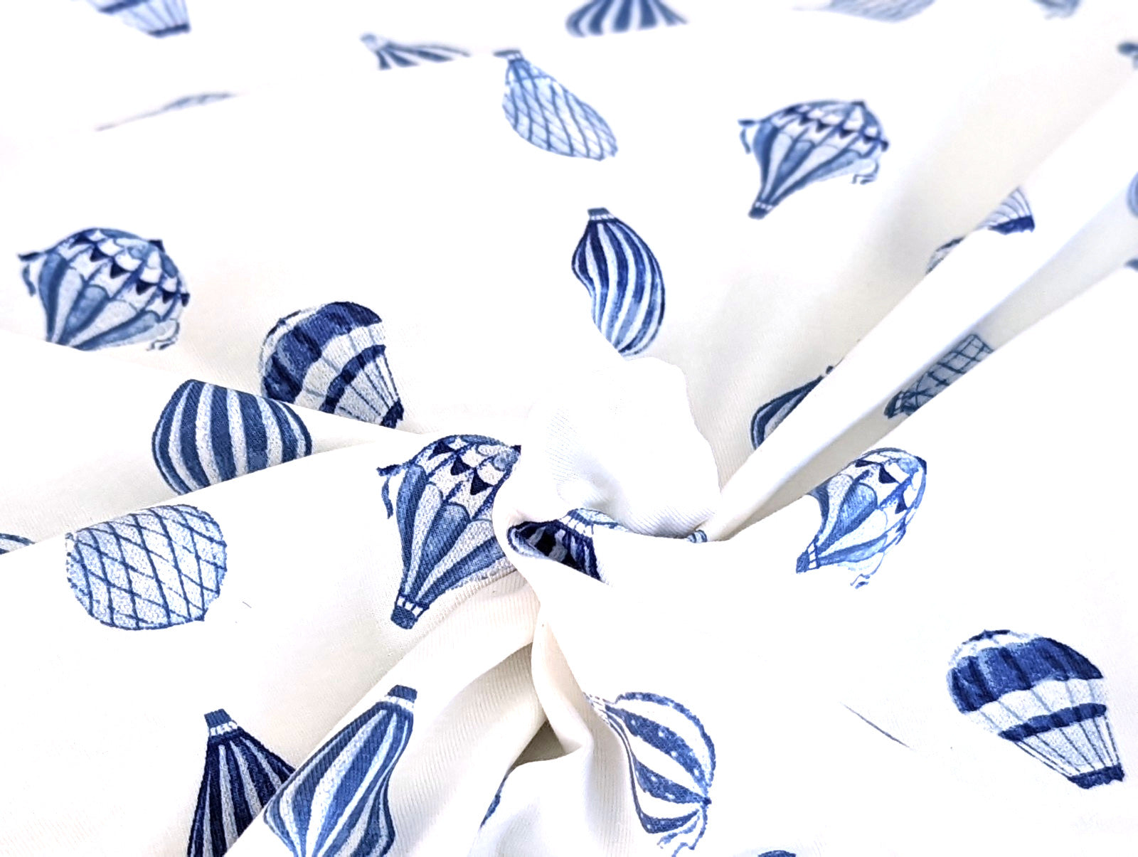 Cotton Jersey Hot Air Balloon on White
