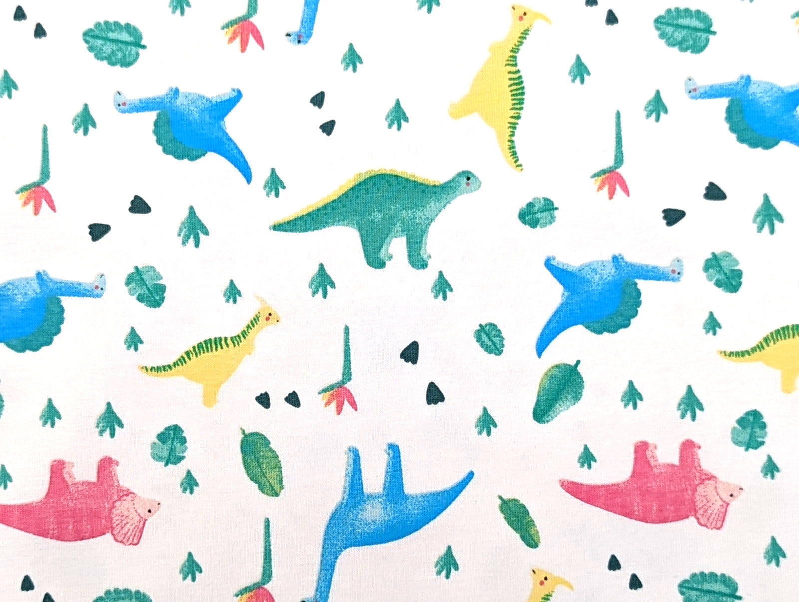 Cotton Jersey Small Neon Dinosaurs on White
