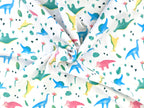 Cotton Jersey Small Neon Dinosaurs on White