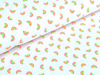Cotton Jersey Neon Rainbows on White