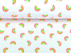 Cotton Jersey Neon Rainbows on White