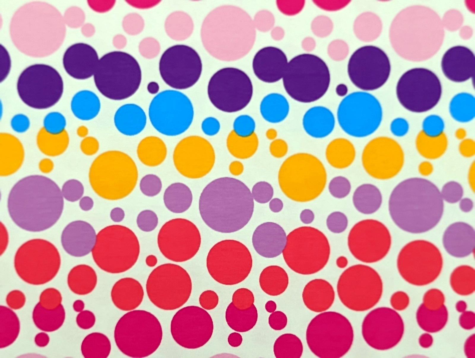 Cotton Jersey Rainbow Bubbles on White