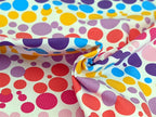 Cotton Jersey Rainbow Bubbles on White