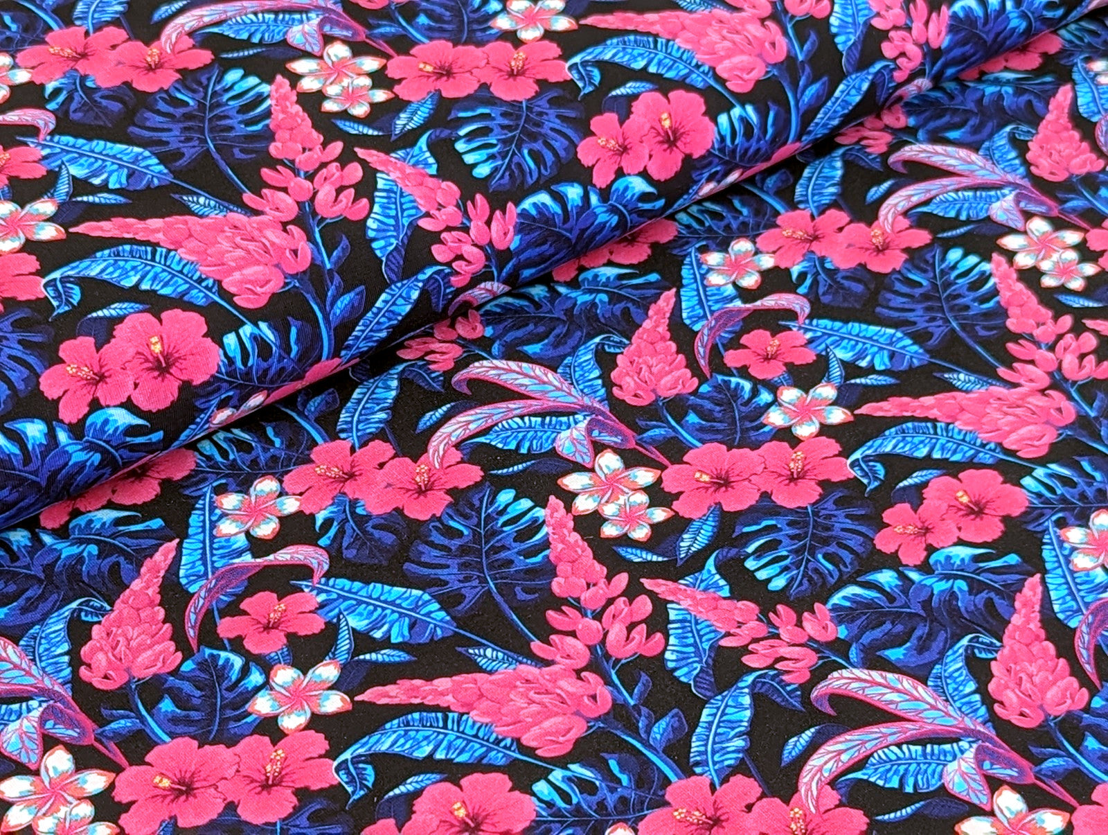 Cotton Jersey I Want Summer Flowers KATINOH Blue / Pink