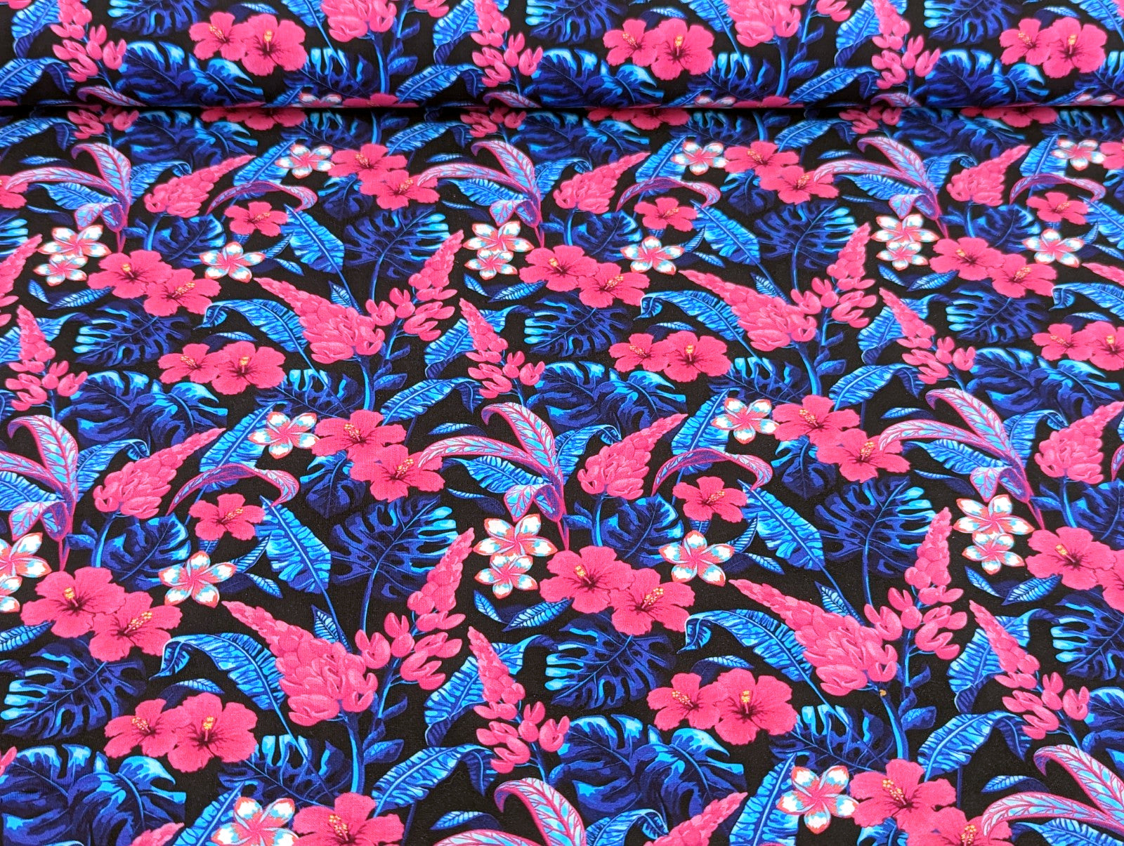 Cotton Jersey I Want Summer Flowers KATINOH Blue / Pink