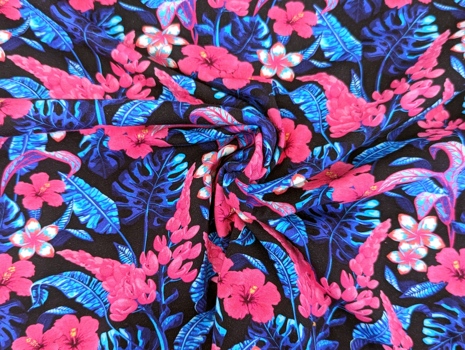 Cotton Jersey I Want Summer Flowers KATINOH Blue / Pink