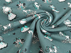 Cotton Jersey Princess Unicorn on Dark Dusty Mint