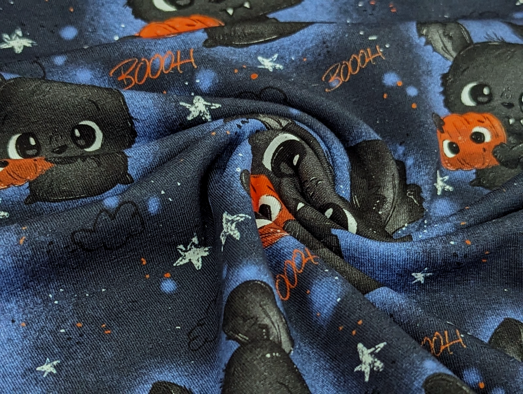 Eigenproduktion Baumwolljersey Fledi Fledermaus Deepblue - In Produktion