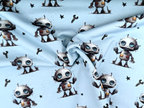 Eigenproduktion Baumwolljersey Roboter Boy auf Hellblau