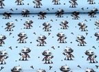 Eigenproduktion Baumwolljersey Roboter Boy auf Hellblau