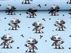 Eigenproduktion Baumwolljersey Roboter Boy auf Hellblau