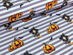 Eigenproduktion Baumwolljersey Sweet Hexe Halloween Kürbis Streifen Helllila -In Produktion-