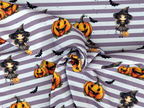 Eigenproduktion Baumwolljersey Sweet Hexe Halloween Kürbis Streifen Helllila -In Produktion-