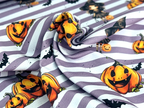 Eigenproduktion Baumwolljersey Sweet Hexe Halloween Kürbis Streifen Helllila -In Produktion-