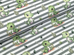 In-house production Cotton Jersey Little Dino on Green