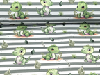 In-house production Cotton Jersey Little Dino on Green