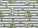 In-house production Cotton Jersey Little Dino on Green