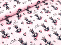 In-house production Cotton Jersey Princess Swan on Light Pink