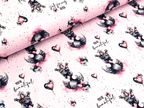 In-house production Cotton Jersey Princess Swan on Light Pink
