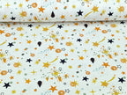 Cotton Jersey Shooting Stars Glitter Terracotta White