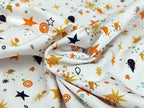 Cotton Jersey Shooting Stars Glitter Terracotta White