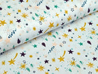 Cotton Jersey Shooting Stars Glitter Ochre White