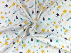 Cotton Jersey Shooting Stars Glitter Ochre White