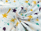Cotton Jersey Shooting Stars Glitter Ochre White