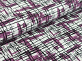 Cotton jersey painting stripes on purple on white