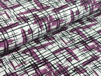 Cotton jersey painting stripes on purple on white