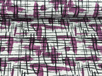 Cotton jersey painting stripes on purple on white