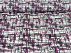 Cotton jersey painting stripes on purple on white
