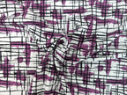 Cotton jersey painting stripes on purple on white