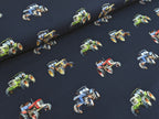 In-house production cotton jersey Tractors on night blue