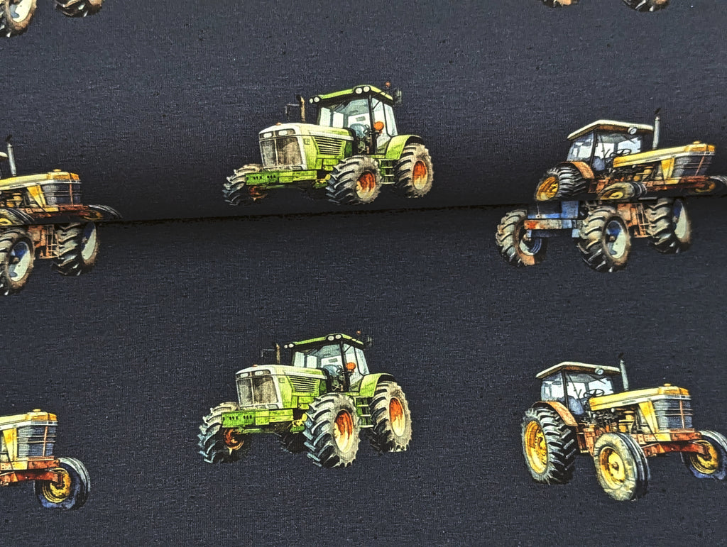 In-house production cotton jersey Tractors on night blue