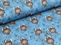 In-house Production Cotton Jersey Little Bunny Rebel on Turquoise