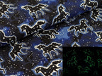 Cotton Jersey Glow in the Dark Unicorns on Blue / Night Blue "Luminous"