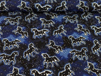 Cotton Jersey Glow in the Dark Unicorns on Blue / Night Blue "Luminous"